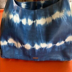 Vince camuto Chic Blue and White Tie-Dye Shoulder Bag